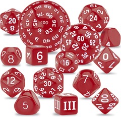 15 Pieces Complete Polyhedral D3-D100 (Red and White)